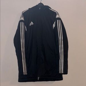 Adidas Men's Black Puffer Jacket with Butt Flap